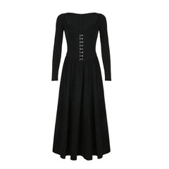 Gothic Square Neck Corset Maxi Dress