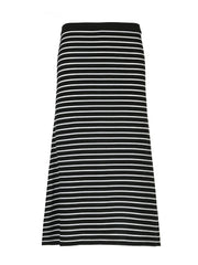 Y2K Black White Stripe Long Skirts Women Split Elastic Waist Basic Elegant Knitted Skirt