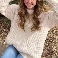 Vintage Women Knitted Pullovers Elegant Casual Oversize Long Sleeve Sweaters Autumn Winter Solid Lady Sweaters Street
