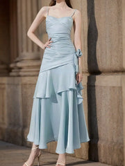 Women Party Dress Elegant and Chic Spaghetti Strap Sleeveless Vintage Bodycon Slim Evening Prom Dresses Female Birthday Vestidos