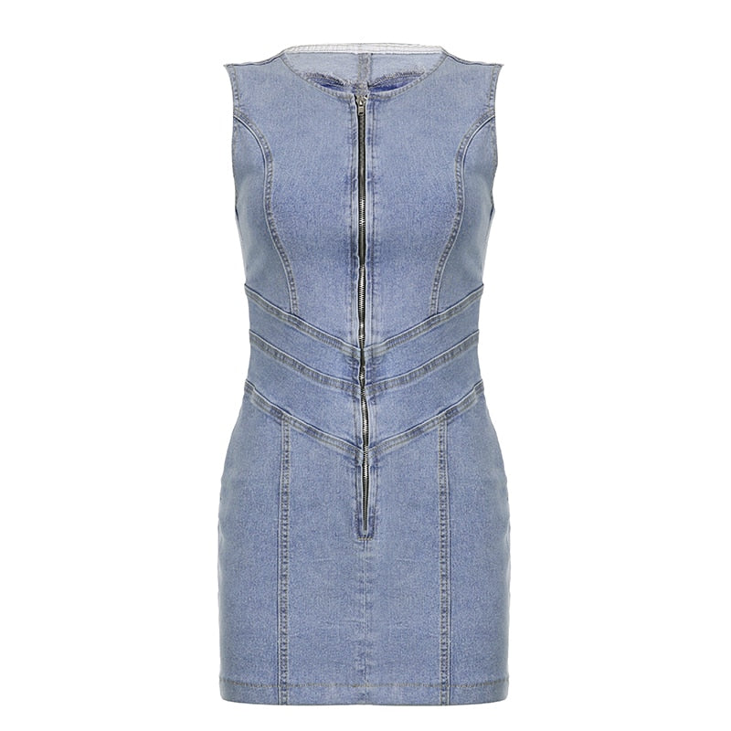Denim Shape Heart Backless Dress