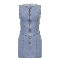 Denim Shape Heart Backless Dress