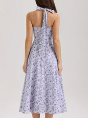 Summer Women's Dresses New Streetwear Fashion Bandage Print Casual Slim Maxi Dress Sexy Sleeveless Lady Lace Backless Dresses