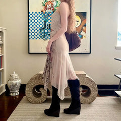 Skin Strapless Flowers Printed Mesh Dress