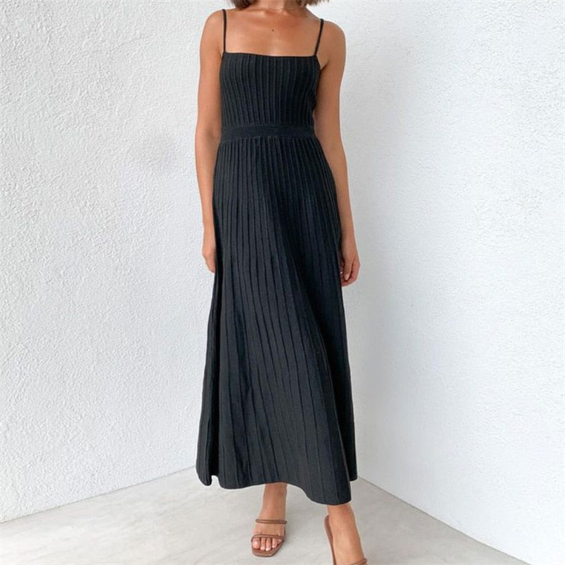 Backless Ribbed Maxi Dress For Women Summer New Holiday Party Stretch High Waist Bodycon Maternity Dresses Knit Sundress