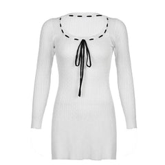 Sweet Square Neck Knitted A-Line Knit Dress