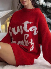 Pbong  Winter Autumn New Christmas Dress Women European American Sweet Jacquard Knit Long Sleeve Party Theme Dress