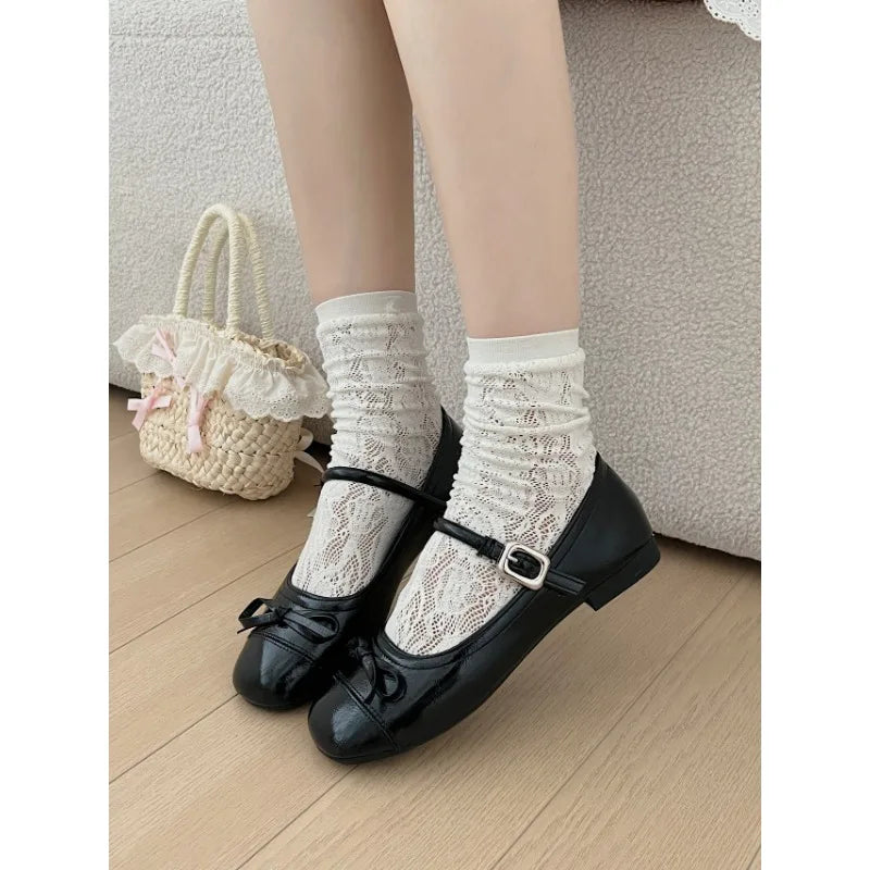 Spring Women Mary Jane Shoes Fashion Square Toe Ladies Comfort Soft Sole Flats Women's Comfort Ballerinas Shoes
