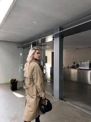 UK Brand new Fashion Fall /Autumn Casual Double breasted Simple Classic Long Trench coat with belt Chic Female windbreaker