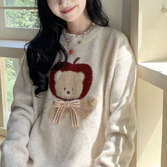 Kawaii Sweaters Cartoon Women Harajuku Sweet Knitted Pullovers Autumn Winter Fashion Oversize Cute Aesthetics Sweaters