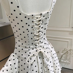 Summer Women Polka Dots Dress Stunning A Line Cake Dress Elegant Lace Up Party Dresses Steetwear