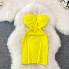 Off Shouler Strapless Tube Top Dress Sexy Bodycon Dresses Party Club Elegant Robe Birthday Vintage Slim Women Clothes Harajuku