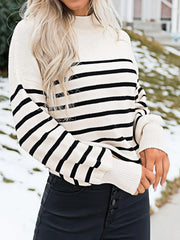 spring Korean long sleeve T-shirt women's stripes with loose round neck long sleeve stitching pure cotton knitted jacket