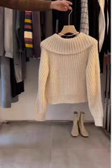 Oversized Collar Knit Cardigan for Women Chunky Knit  Button Down Sweater Jacket Cozy Knitwear Teen-girl Fall Winter Outfit