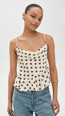 Fashion Polka Dot Print Camisole 2025 New Backless Lace-up Beige Sexy Summer Tank Chic Ruffle Patchwork Slim Top Vest For Women