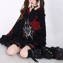 Gothic Y2k Sweater Women Harajuku Vintage Punk Long Sleeve Knitted Pullover Grunge Fashion Streetwear Oversize Sweaters