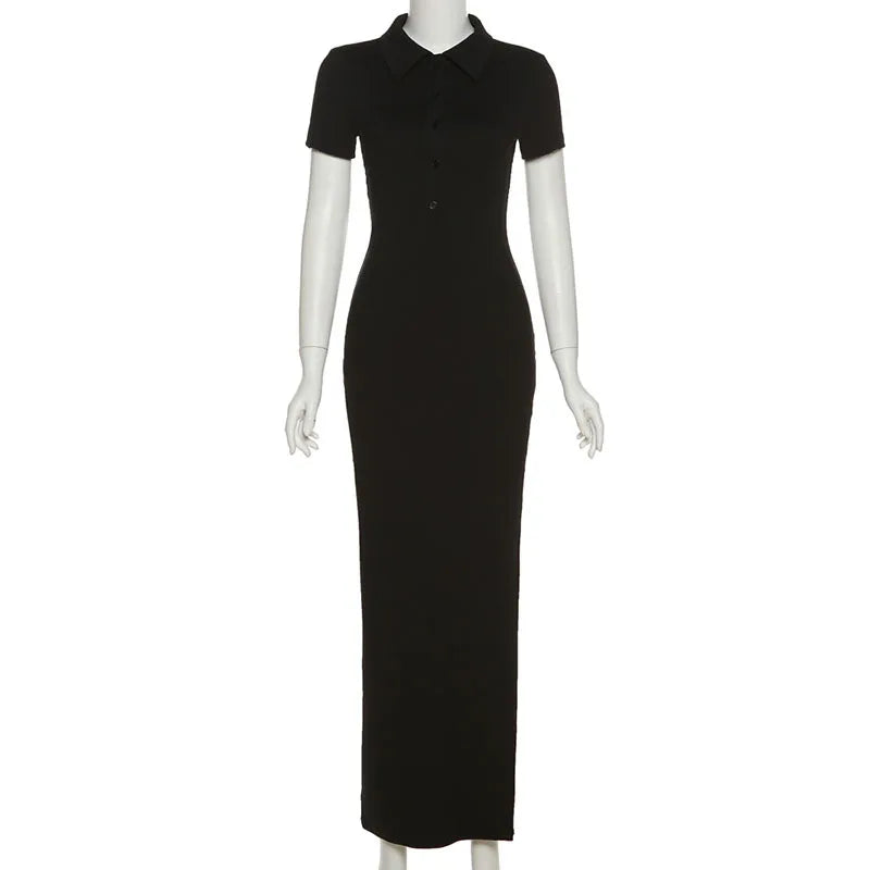 Knitted Women Bodycon Dress Sexy V-Neck Short Sleeve Split Long Dresses Autumn Black High Street Casual Party Vestidos