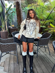 Grey Wide Pleated Mini Shorts Skirts High Street Stripe American Retro Solid Vintage Blogger Sexy Woman Black