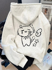 Japan Kawaii Cartoon Hoodies Women Vintage Preppy Style Cute Sweet Sweatshirts Loose Long Sleeve Lady Y2K Fall Winter Tops