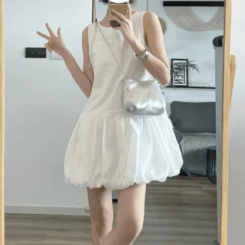Fashion New Casual Vest Dress for Women Back to School Clothes Korean Style Solid Sleeveless Vintage Vestidos Female Mujers