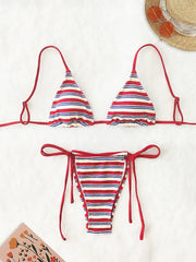 Women's Sexy Push-Up Two-Piece Swimsuit  Bathing Suit Micro Beachwear Stripe Bikini Set Swimwear Trendy Mciro