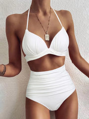 Triangle Bikinis Women Push Up Swimsuit Solid Sexy High Waist Swimwear Female Swimming Bathing Suit Summer Beachwear
