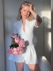 Autumn Sexy Bodycon Playsuit Women Jumpsuit O Neck Short Sleeve Zipper Bodysuit Female Elegant Slim Playsuits Rompers