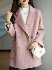 New Coat Women Winter Jacket Fashion Lapel Double Row Button Loose Warm Trench Coats for Women Clothing Wool & Blends Tops