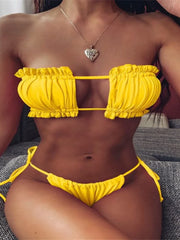 Tie Back Marble Sleeveless Bikini Women Sexy String Swimsuit Swimwear Female Bathers Bathing Swimming Swim Suit Beachwear