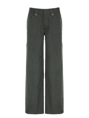 Sweetown Retro Green Low Rise Straight Jeans Woman Y2K Streetwear Denim Trousers Pockets Casual Cargo Jean Pants