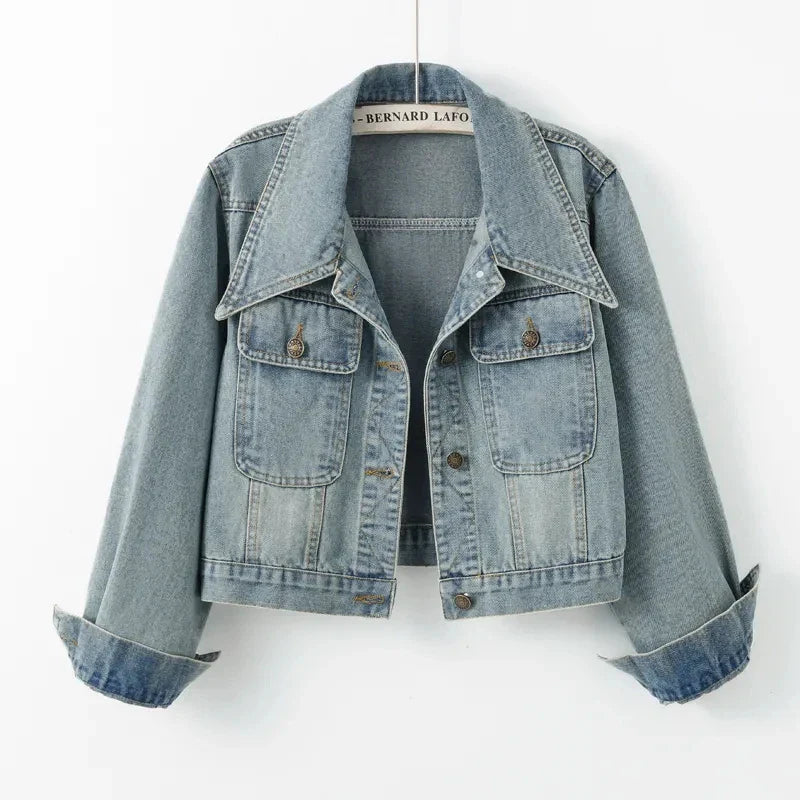 New 2025 Spring Autumn High Quality Design Sense Women's Cowboy Jacket Casual Elegant Fashion Ladies Short Denim Overcoat