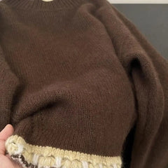 Pbong  Korean Style round Neck Loose Women's Sweater Soft Cozy New Arrival Summer to Winter Outerwear Comfortable Lazy Style Shirt