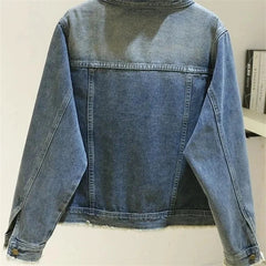 New 2025 Women's Denim Jacket Retro Round Neck Elegant Ladies Leisure Comfortable LooseTemperament Female Cowboy Coat