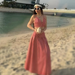 Stripe Bras And Pleat Skirt Sets Sexy Casual Boho Crop Top + Skirts Two Piece Set Vacation Woman Clothing 2025 New Summer Suit