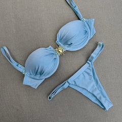 Three-Piece Swimsuit New Bikini Sexy Solid Color Split Women's Swimwear for Women