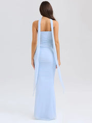 Sexy Two Piece Sets Women Neckerchief Strapless Crop Tops And Maxi Skirt Sets Sexy Club Party Skirt Two Piece Sets