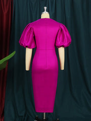 Women Long Dresses Party Sexy Short Lantern Sleeve Cut Out Chest Bodycon Shiny O Neck Summer Fashion Gowns Event Birthday Robes Pbong mid size graduation outfit romantic style teen swag clean girl ideas 90s latina aesthetic