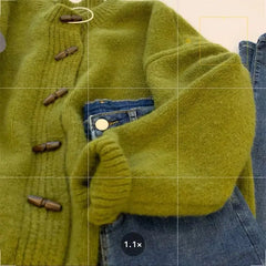 Vintage Soft Supple Round Neck Sweater Knitted Cardigan Jacket For Women Spring Autumn Idle Style Top