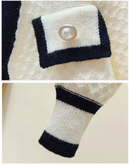 Women's Cardigan with Pearl Button Long Sleeve Knit Sweater Jacket Coat Cardi Autumn Winter Elegant French Chic Outfit