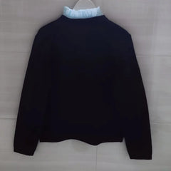 Knitted Women's Cardigan Embroidered Letter Pocket Single Breasted Women's Knitted Sweater Jacket Detachable Ruffle Collar