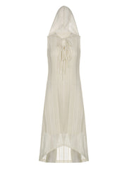 White Knitted Loose Sleeveless Long Dress