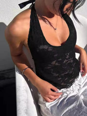 Lace Halter Neck Cami Top