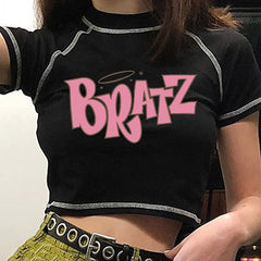 Y2K T-shirt Crop Top Classic Street Style Crop Top For Women's Adults' Hot Stamping Poly / Cotton