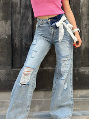 Distressed Wide Leg Jeans