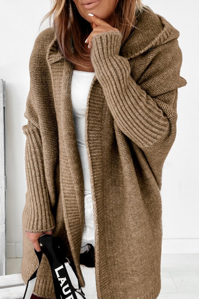 Pbong - Khaki Street Solid Asymmetrical Solid Color Hooded Collar Tops