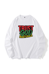 Pbong - White Vintage Print Letter O Neck Tops