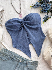 Solid Strapless Lace Bandeau Top Elegant Lace Hollow Bandeau Top, Polyester and Elastane Blend, Knit Fabric, Solid Color, Strapless Design, for All Seasons
