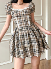 Vintage Lace Trim Short Sleeve Dress