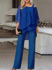 Jumpsuits for Women Summer Dressy Button Solid Color Cold Shoulder Business Party Office Elegant Straight Regular Fit Half Sleeve Cold Shoulder Black White Red S M L Summer