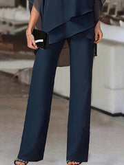 Jumpsuits for Women Summer Dressy Button Solid Color Cold Shoulder Business Party Office Elegant Straight Regular Fit Half Sleeve Cold Shoulder Black White Red S M L Summer